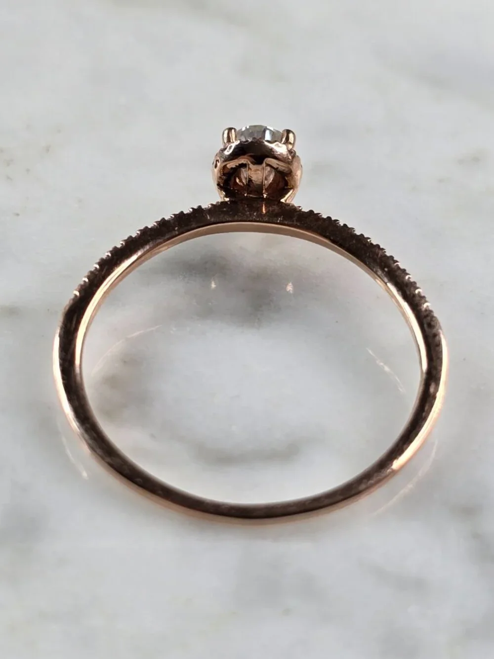 Womens Vintage Estate 10K Rose Gold Diamond Ring 1.4g #E5179